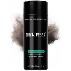 THICK FIBER Hair Fibers for Thinning Hair & Bald spots (DARK BROWN) - 25g Bottle - Conceals Hair Loss in Seconds - Hair Powder for Women & Men