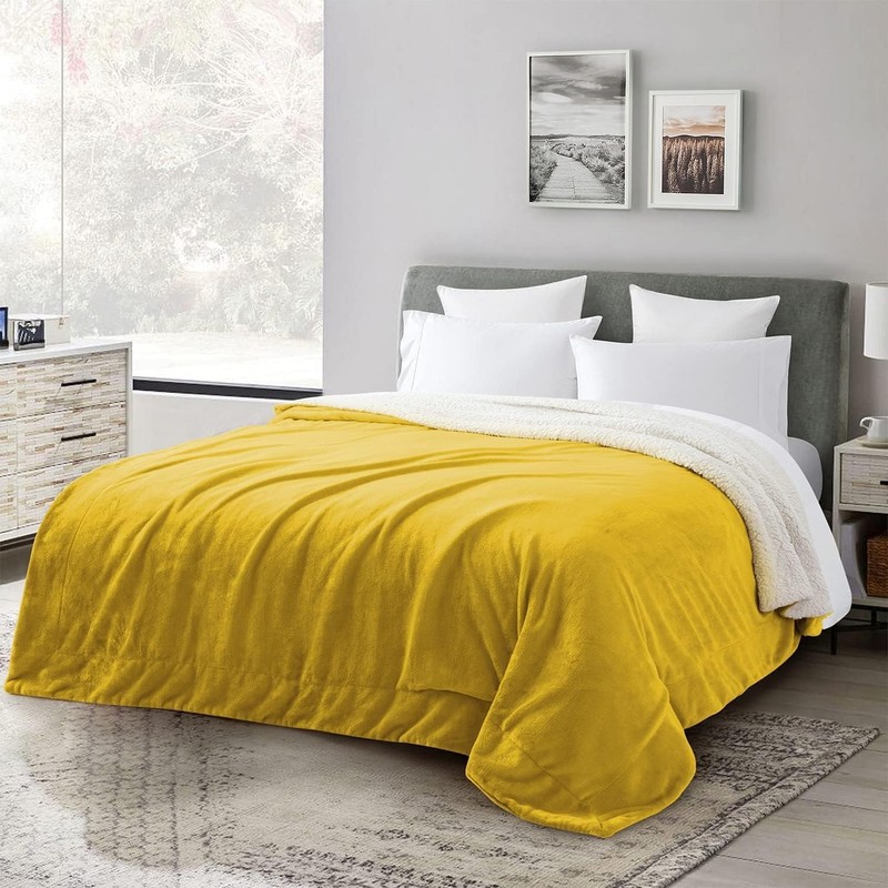 Oxford Homeware Sherpa Fleece Blanket Reversible Throw Blankets Soft Fluffy