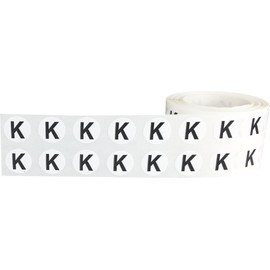 Letter K Inventory Labels .5 Inch Round Circle Dots 1,000 Adhesive Stickers