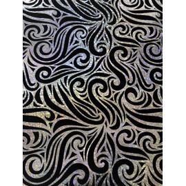 Swirl Hologram Snake Design Foil on Polyester Spandex Velvet Fabric by The Yard or Bolt (Black/Silver)