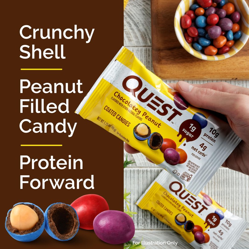 Quest Nutrition Coated Candies, Chocolatey Peanut, 1g Sugar, 10g Protein,