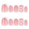 Uñas postizas cortas cuadradas de acrílico blanco con diseños florales,