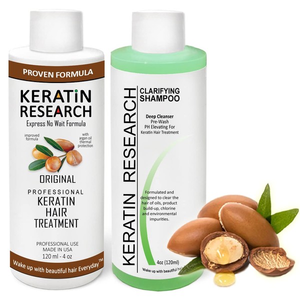 KERATIN RESEARCH Brazilian Keratin Hair Treatment Complex Blowout 2x 120ml LONG Lasting Keratin Treatment with Argan Oil Straightening Smoothing Professional Results Keratina (COCONUT)