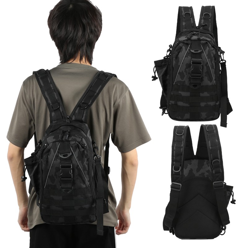 Backpack Knapsack Shoulder Messenger Bag Fishing Mountaineering Outdoor Lure Bagblack