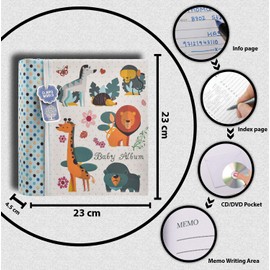 Baby Boy Blue Slip in Case Memo Photo Album 4 x 6'' for 200 Photos - Woodland Animals