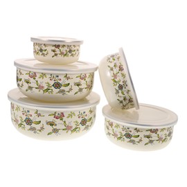 WOONEKY 5pcs Bowls Salad Bowl Lid Mixing Lids Set Large Serving for Kitchen Fresh Keeping