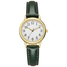 LIWEARE Women's Watch, Women's Analogue Quartz Watch with Leather Strap, Watches Women's Simple Business Classic Watch Casual Quartz Watch Dress Watch, Green, Strap.