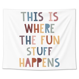 EGBTL Boho Kids Tapestry, Kid Wall Tapestry for Playroom, This is Where the Fun Stuff Happens Tapestries Wall Hanging Decor for Toddler Kids Room Bedroom Nursery Playroom, 50x60 Inches