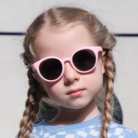EyeBuddy Kids Sunglasses-Girls Sunglasses, Polarized Sunglass,100% UV400 Protection Sunglasses Durable Age 3-8, S8293-Sakura Pink