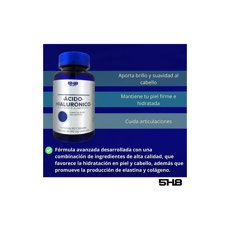 5h8 Ácido Hilaurónico 100mgs Cápsulas 5mgs Magnesio Sabor