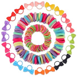 220 PCS Baby Hair Ties No Damage, Toddler Hair Ties with Bows Small Rubber Bands Elastic Ponytail Holders Hair Accessories for Infants Baby Girls, Multi-color