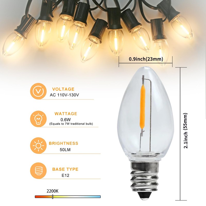 KGC 8Pack LED Night Light Bulbs, C7 Shatterproof Replacement Led