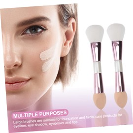 minkissy 2sets Makeup Tools Multifunctional Dual Ended Brush Face Blush Brush Sponge Ideal Present for Women 2pcs*2