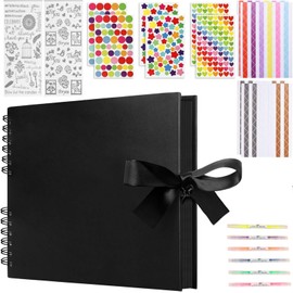 Mooshy Scrapbook Photo Albums DIY Memory Book Large Scrapbook Kit 80pages A5 Scrapbook with Pens Photo Corners Sticker Black Scrapbook for Gifts Perfect for Weddings, Travel, Baby Photo Albums