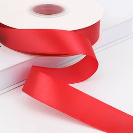 GAKA FAVOR Satin Ribbon Red 25 mm, 90 Metres Decoration Gift Ribbon Wide Ribbon Ribbons Fabric Ribbon for Wedding, Christening and Birthday Gifts (1 Roll)