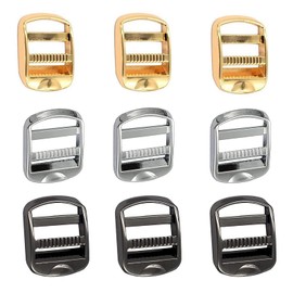Metal Buckle Ladder Lock 1-inch Zinc Alloy Buckles for Backpack Handbag Buckle Replacement Heavy Duty Strap Slider Adjuster Webbing Strap Release Buckles Hardware (Silver/Gold/Black) -9 PCS