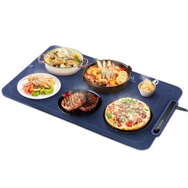 Large Electric Warming Tray, 3 Temp Levels Food Warmer Silicone Heating Tray with Child Safety Lock, Auto-Shutoff, Full Surface Heating Food Warming Mat for Gatherings, Parties