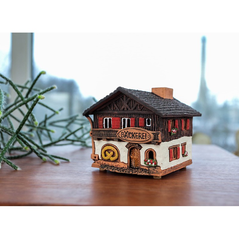 Midene Ceramic Aroma Light House, Handmade, Artistic Miniature, Old Bakery