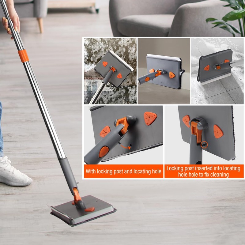 Sayene Baseboard Cleaner Tool with Handle,Wall Cleaner mop with Squeegee,