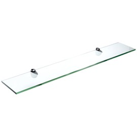 Spancraft Glass Peacock Glass Shelf, Chrome, 8 x 24