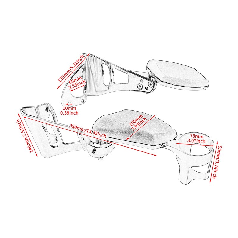 Adjustable Passenger Armrests with Cup Holder for Motorcycle Accessory Compatible
