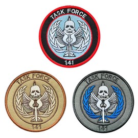 3 PCS Tactical Patch Compatible with Call of Duty Task Force 141 Sword & Skull Patch Hook and Loop Embroidery Morale Military Applique Patch for Backpacks,Clothes,Vest,Coat,Uniforms