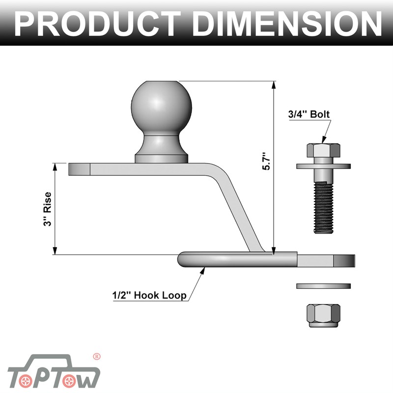 TOPTOW 64008 ATV/UTV 3-Way Hitch Adapter with 2 inch Ball,