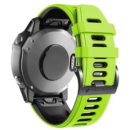 ANCOOL for Fenix 6X Pro Watch Band/Fenix 5X Watch Band/Fenix 7X Watch Band 26MM Silicone Watch Band for Fenix 8 51mm/6X/5X Plus/7X Pro(Green-Black)