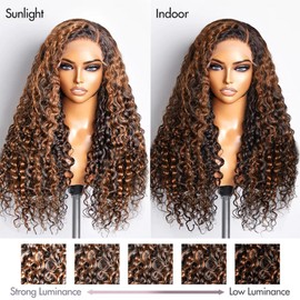 Fabimiya 5x5 Highlight P1B30 Brown Jerry Curly Lace Front Wigs Human Hair Dark Brown Jerry Curly Human Hair Wig 200% Density Brown Jerry Curly HD Lace Front Wigs Human Hair