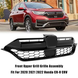 HAPSO Front Bumper Grille Grill Fit For 2020 2021 2022 Honda CR-V CRV Front Upper Honeycomb Grill Grille Assembly Replacement For 71121TLAA60, 08F21TLA100B
