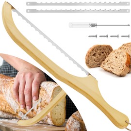 TMWEFUSC Bread Slicer for Homemade Bread 15.7 Inch Wooden Bread Cutter Bow Knife Ergonomic Handler Premium Stainless Steel Saw for Cutting Sourdough Rounds Baguettes Bagels (1)