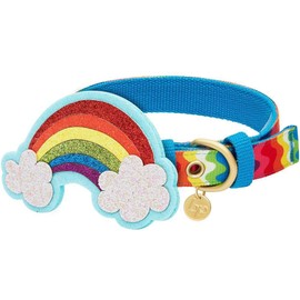 Blueberry Pet Rainbow Ripple Dream Adjustable Dog Collar with Blingy Décor, Neck 9-12.5", for Small Breed