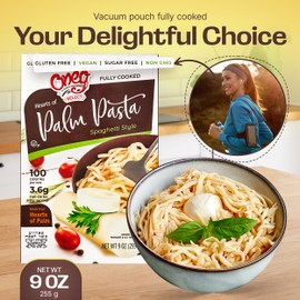 Oneg Hearts of Palm Pasta Spaghetti Noodles - Gluten Free, Fully Cooked Low Carb Spaghetti Noodles, Healthy Pasta Substitute, Non-GMO, Sugar-Free, Vegan &Vacuum Pouch Spaghetti - 54 Oz, 6 Boxes