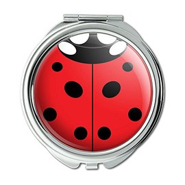 GRAPHICS & MORE Lady Bug Ladybug Insect Compact Purse Mirror, Wall Mount, Handheld Mirrors, 2.3"L x 2.3"W, Silver