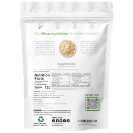 Micro Ingredients North America Grown, Organic Pea Protein Powder, 1KG (2.2 Pounds) | Plant-Based Vegan Protein, Meatless Protein Supplement, Natural Branched Chain Amino Acids | Non-GMO, Soy Free