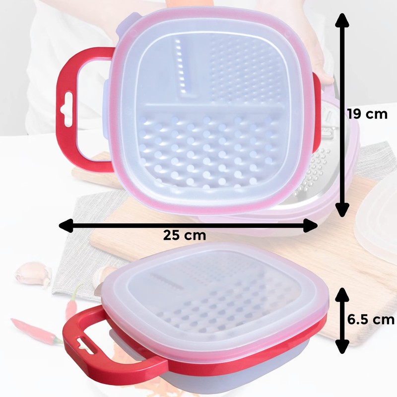 Kitchen Grater Stainless Steel with Container and Lid Professional Rasp