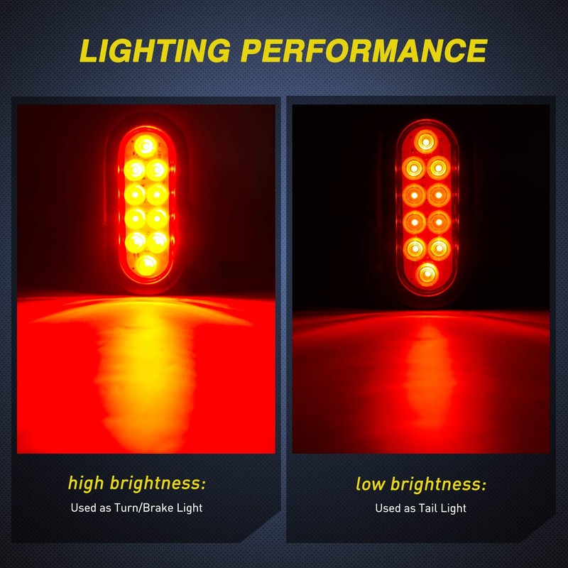 Nilight - TL-01 6" Oval Red LED Tail 2PCS w/Surface