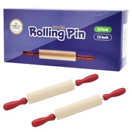Red Wooden Rolling Pin Dough Roller For Little Bakers, Kids, Young Children, Arts and Crafts Clay Roller, 7.5" (12-Pack)