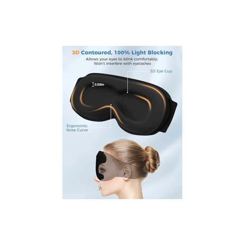 Mixiba Bluetooth Sleep Mask with 3D Contoured Cup