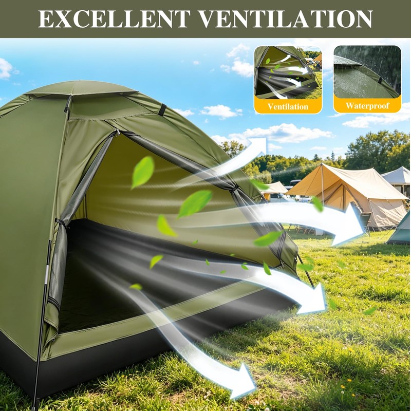 Camping Tent for 1-2 Person, Waterproof Backpacking Tent, Lightweight Dome