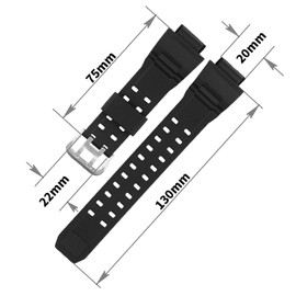 JETHENG Men's Resin Strap Compatible for 20mm Casio G-Shock 10455201 GW9400 GW-9400 RANGEMAN GW-9200 GW-9300 G-9400 Ladies outdoor work waterproof watch band wrist strap with buckle (Black Band Silver Buckle)