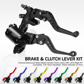 Motorcycle 7/8in 22mm Handlebar Brake Master Cylinder Clutch Lever CNC Left Right Set Motorcycle Clutch Brake Lever Set for Motorcycle Street Bike Sports Bike Chopper Cruiser Cafe Racer
