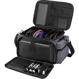AKOZLIN Cable File Bag DJ Gig Bag Cord Organizer Case with Detachable Dividers for Laptop,DJ Gear, Sound Instrument and Music Equipment Accessories 13"×8.3"×8.3" Grey