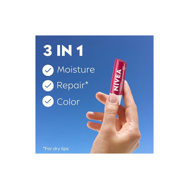NIVEA Cherry Lip Care - Tinted Lip Balm for Beautiful,