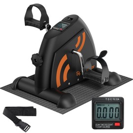 Under Desk Bike Pedal Exerciser: Sportneer Mini Exercise Bike Portable Peddler Sitting for Seniors with LCD Display Arm & Leg Bike Pedals Exerciser with Anti-Skid Mat for Home Office Black Orange