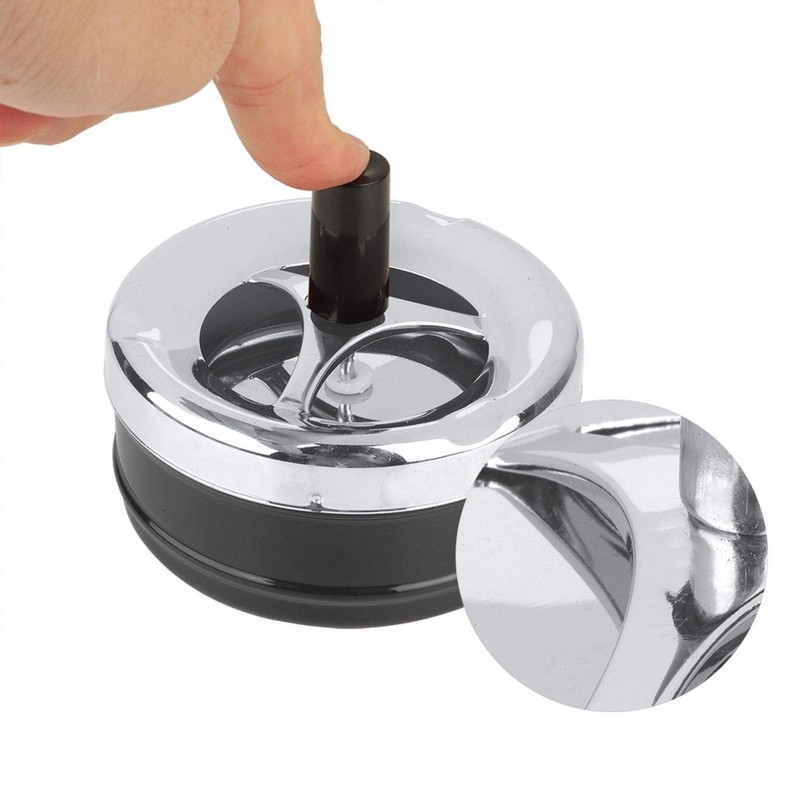 TOPINCN Ashtray, Smoking Ashtray Rotating Self-Clearing Windproof Cover Ashtray Push