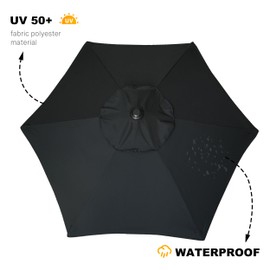 AMMSUN 5.8ft Patio Umbrella Outdoor Table Umbrellas with Push Button Tilt, UPF50+ Premium Steel Pole and Ribs for Deck, Lawn, Garden, Backyard & Pool (Black)