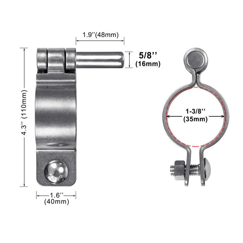 Insaga 1-3/8'' Thick Gate Hinges, 304 Stainless Steel Chain Link