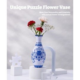 Pintoo 3D Puzzle Vase Unique Flower Vase Made by 160 Curved Plastic Puzzle Pieces House Warming Gift for Flower Arrangements and Home Decoration - [S1032] (Classic, Indigo Age)