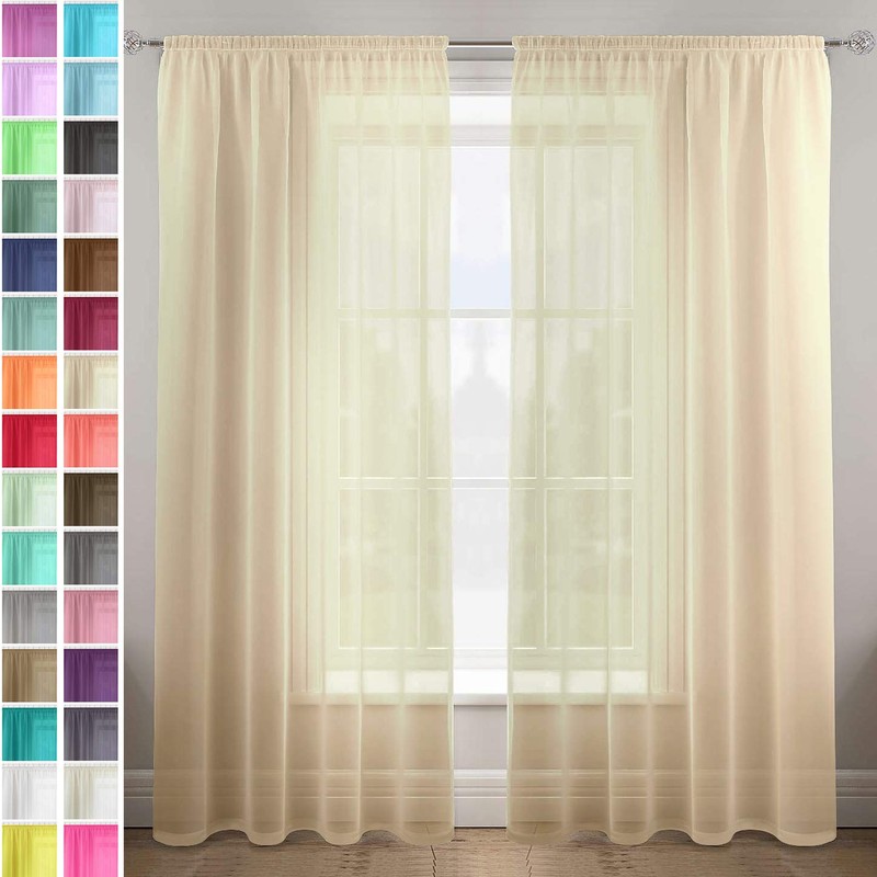 Megachest gathering tape voile curtain(champagne, W 56" x L 90"